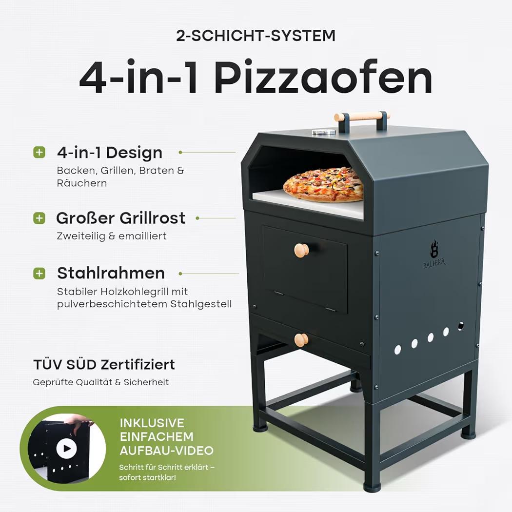 BALHEKA Outdoor Pizza Oven 4in1