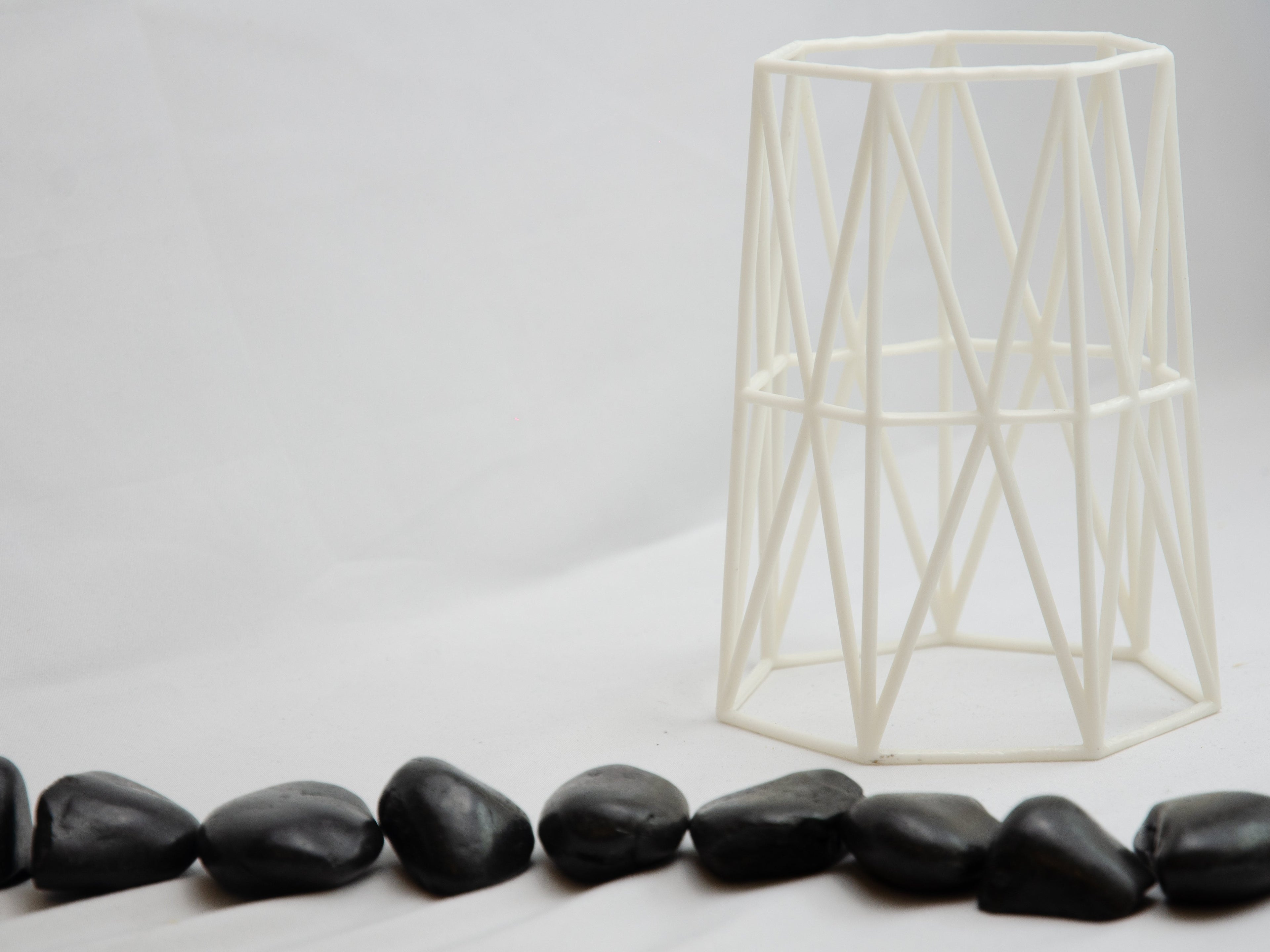 Upright Geometric Wire Vase Cage – Black Design for 10cm Pots & Wedding Table Decor-6