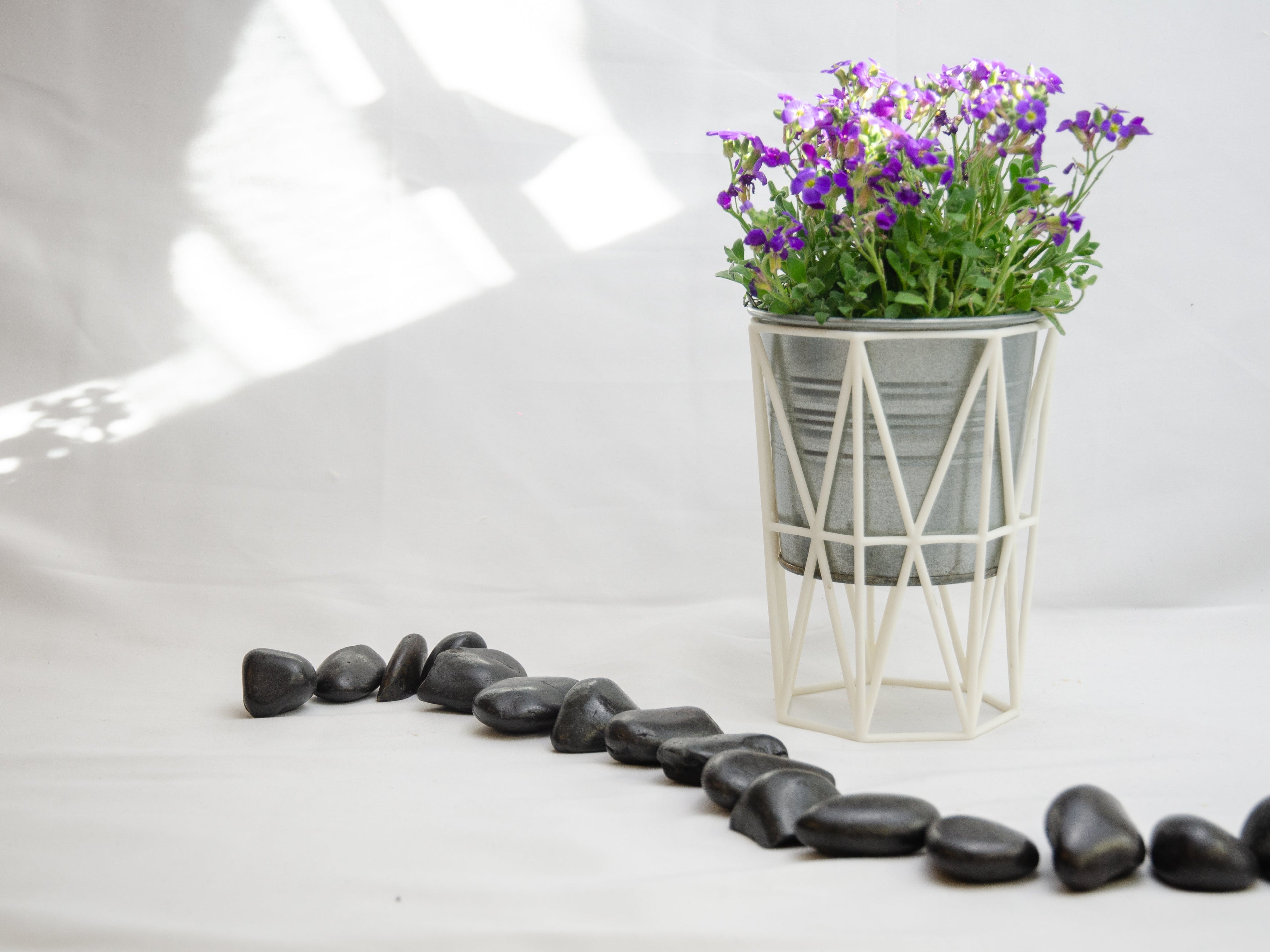 Upright Geometric Wire Vase Cage – Black Design for 10cm Pots & Wedding Table Decor-1