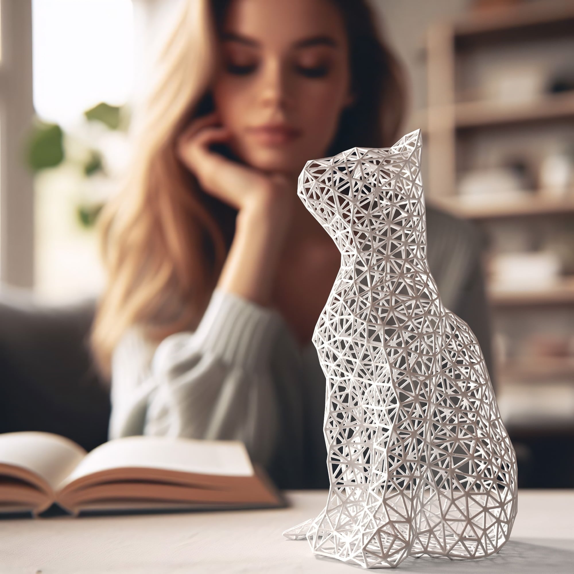 Unique Sitting Cat Figurine-4
