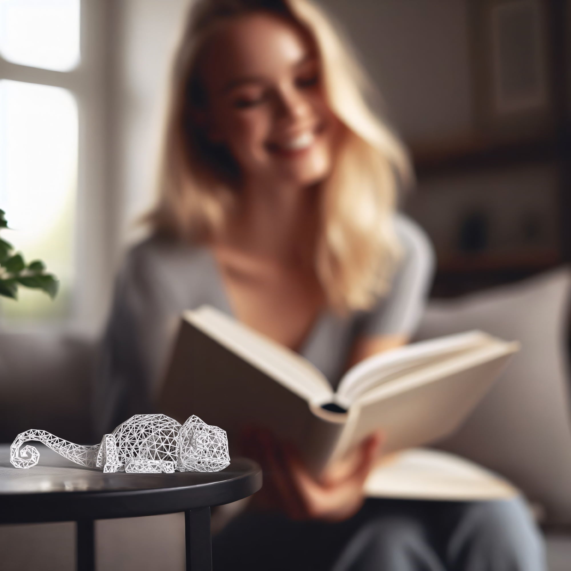 Chameleon Sculpture -  Unique 3D Grid Design-2