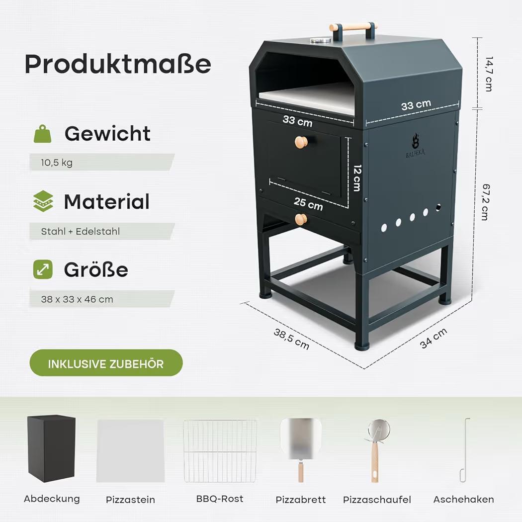 BALHEKA Outdoor Pizza Oven 4in1